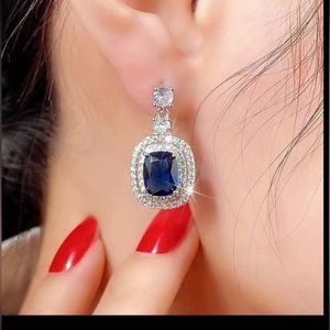 💎Stunning Luxurious White & Blue Sapphire post Drop Earrings